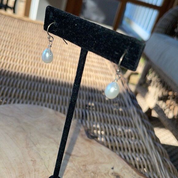 Sterling Silver Pearl Drop Earrings - Picture 1 of 5